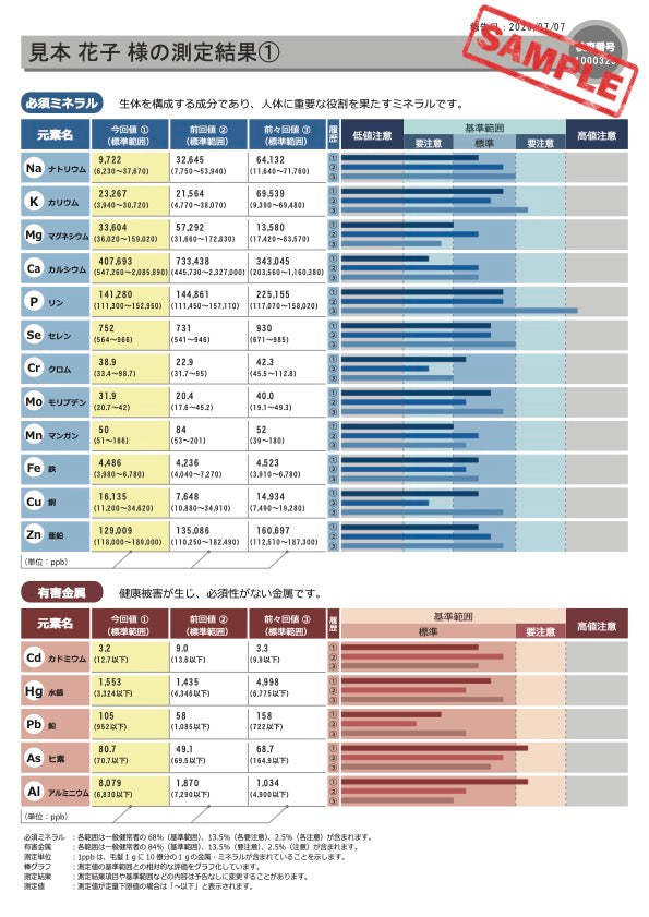 毛髪ミネラル分析キット